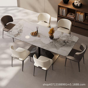 <span class=keywords><strong>Mesa</strong></span> de Comedor Rectangular de Estilo Italiano Moderno, de Lujo Ligero, <span class=keywords><strong>con</strong></span> Superficie de Piedra Artificial y Estructura Metálica, para Apartamentos Pequeños, Novedad 2025 - Product Image 2