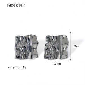 Boucles d'oreilles clous épaisses en acier inoxydable plaqué or 18 carats, style bohème tendance, sertissage brillant, unisexe, pour bijoux d'anniversaire, vente en gros - Product Image 4