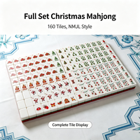 Jeu de Mahjong Américain Personnalisé 160 Pièces en Acrylique Thème Noël, Règles NMJL, Jeu de Mahjong de Fêtes pour la Vente en Gros