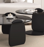Ensemble de tables basses Modhomi, style moderne et luxueux, plateau en verre trempé, pour petit espace, salon, table centrale et table d'appoint de luxe