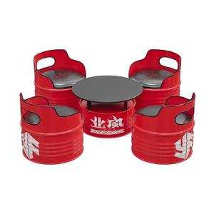 Combinazione Tavolo <span class=keywords><strong>e</strong></span> Sedie in Stile Industriale, Materiale PVC, Design Barile d'Olio, per <span class=keywords><strong>Bar</strong></span>, Caffè, Bancone, Divano - Product Image 5