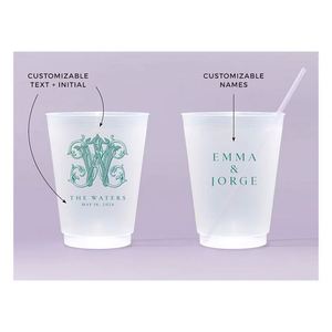 Vasos de Plástico Reutilizables Resistentes a los Golpes para Bar de Recepción de Bodas, Personalizados con Iniciales, Regalo de Inauguración de Casa - Product Image 4
