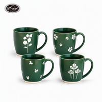 Set Cangkir Kopi Keramik Bunga Klasik SWT dengan Piring Kelopak Bunga, Mug Teh, Aman untuk Mesin Cuci Piring, Hadiah Cantik untuk Rumah, Kantor, Kafe