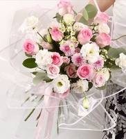 Nouveau papier d'emballage transparent en OPP pour bouquets, minimaliste, encadré, imperméable