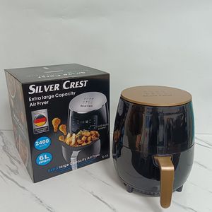 Freidora de Aire Estándar Europea de 6L con Revestimiento Cerámico Negro, Freidora Eléctrica Redonda para el Hogar, para Asar Alitas de Pollo - Product Image 4