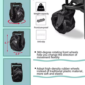 Carro plegable de utilidad plegable, ruedas grandes, carrito de compras para playa, Camping al aire libre, jardín, tela de lona, todo terreno, resistente - Product Image 4