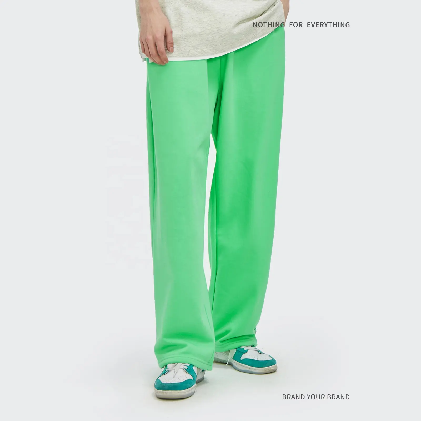Оптовая продажа, индивидуальные Брендовые прямые спортивные штаны с прямыми штанинами, мужские французские махровые спортивные брюки, вес 330 г/м2