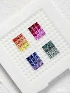 Pierres précieuses en vrac de saphir synthétique de corindon de couleur arc-en-ciel pour la fabrication de bijoux taille émeraude 3*4mm 3*5mm 4*6mm pierres - Product Image 4