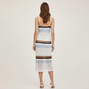 <span class=keywords><strong>Robe</strong></span> pull en tricot midi pour femme en coton mercerisé BCI durable personnalisé, à rayures, en forme de slip - Product Image 4