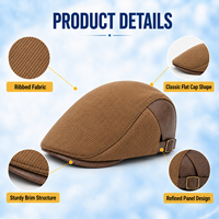 Casquette Gavroche Bicolore Marron Camel Homme Femme, Visière Grainée, Sangle Réglable, Boucle Métallique, Style Décontracté, Vente en Gros