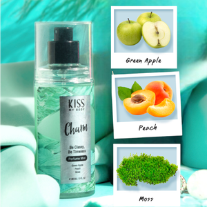 Perfume Corporal Kiss My Body Charm 88 ml, Aroma Clásico y Elegante que Atrae la Atención de los Alredores con Notas de Manzana Verde, Melocotón y Musgo - Product Image 3