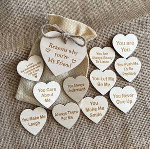 Grosir Hari Valentine DIY seni kerajinan 4cm kayu hati irisan aman kayu lapis untuk dekorasi rumah hadiah untuk pecinta