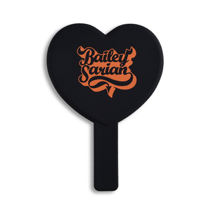 Portable Handheld ABS <b>Plastic</b> Black Custom Logo Single Side Heart Shape Makeup Cosmetic Mirror - Product Image 1