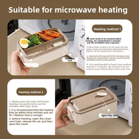 Boîte à lunch isotherme de haute qualité, compatible micro-ondes, de qualité alimentaire, en acier inoxydable, avec baguettes et cuillère