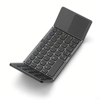 Keyboard Mini Lipat Tiga dengan Touchpad, Ultra-Slim, Portabel, Nirkabel untuk Tablet, Ponsel, dan PC Android, iOS, Windows