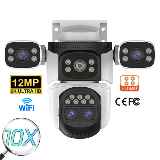 Hot Selling Four-Lens Panoramic Camera Cctv Wifi Network Camera Wireless Color Night Ptz 360-Degree Ip Security Dome Camera