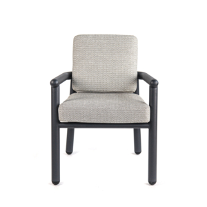Sillón de Exterior Minimalista Contemporáneo, Tapizado en Tela, Estructura de Aleación de Aluminio, Patas Cónicas, Apilable, Impermeable, Silla de Jardín - Product Image 3
