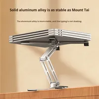 Support pour ordinateur/portable en alliage d'aluminium rotatif à 360 degrés, entièrement métallique, double couche, surélevé, pliable, relevable
