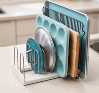 Support de rangement réglable pour couvercles de casseroles en fer, support de cuisine multifonctionnel créatif pour couvercles de casseroles, planches à découper et plateaux de cuisson