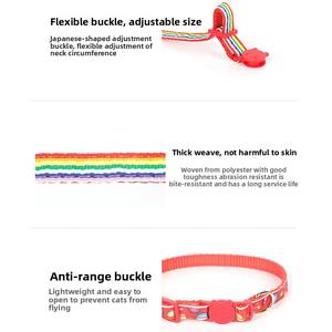 <span class=keywords><strong>Collar</strong></span> de gato con lazo desmontable con campana <span class=keywords><strong>Collar</strong></span> de cachorro de gatito Aplicación de estampado de poliéster para perros y gatos - Product Image 3