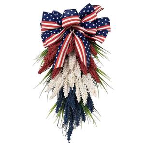 Ghirlanda Patriottica per il Giorno dell'Indipendenza Americana, Decorazione Floreale per Porta d'Ingresso, Ghirlanda Primaverile in Tessuto - Product Image 5