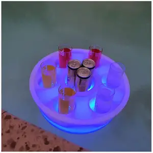 Bandeja de cerveza flotante redonda LED, cubo de hielo, soporte de plástico, 3.5L, bañera de hidromasaje, piscina flotante, barra de Spa para fiesta