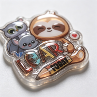 Accessoires de porte-badge en acrylique pour vêtements en gros avec patch plat, paillettes, résine planaire métallique, plastique à dos plat, pour Halloween et DIY