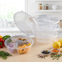 Boîte à sauce jetable à trois compartiments en PP de qualité alimentaire, anti-fuite, avec compartiment intégré pour condiments, modèle mini-gobelet pour emporter
