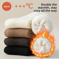 Chaussettes d'hiver chaudes en acrylique tricotées pour femme, désodorisantes, couleur unie, mi-mollet, doublées polaire, épaisses, en tissu éponge, longues, à séchage rapide