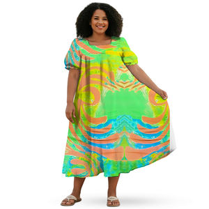 畅销定制女式夏威夷风格皱纹Muumuu连衣裙加大码环保时尚批发 - Product Image 6