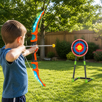 Ensemble d'arc et flèches lumineux avec 2 arcs, cible sur pied, jouet de tir à l'arc pour enfants, flèches à ventouse LED, jeu de tir en extérieur, cadeau