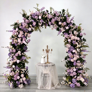 Arco de Flores Artificiales para Decoración de Bodas, Cumpleaños y Eventos, Arreglo Floral en Tonos Morado, Violeta, Lila y Lavanda - Product Image 1