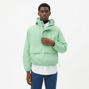 Wholesale Half Zip 100% Cotton Jacket Hoodie Regular Fit <b>Mock</b> High <b>Neck</b> Flapped Pocket Vintage High Street Style Breathable - Product Image 1