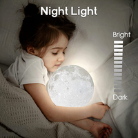 Lampe de nuit lunaire intelligente personnalisée en ABS imprimée en 3D avec télécommande LED, 16 couleurs, pour la maison