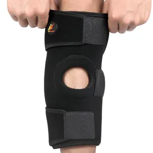 Neoprene Knee Brace With Open Patella Design 3 Straps Silicone Gel Pad Knee Support For Sports