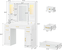 Table de maquillage de luxe sur mesure avec miroir LED, meuble de rangement moderne pour chambre à coucher