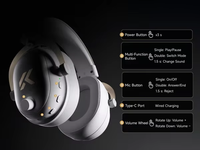 Auriculares Inalámbricos para Juegos MCHOSE V9 Turbo+ con Sonido Envolvente 7.1, Base de Carga Magnética, Baja Latencia, Bluetooth 2.4GHz, Micrófono con Cancelación de Ruido AI, RGB