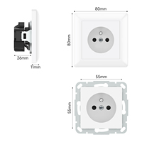 Enchufe de Pared Tipo Francés con Conexión a Tierra, Enchufe de Panel de PC de 16A 250V, Personalizado OEM para Decoración Residencial y de Hoteles