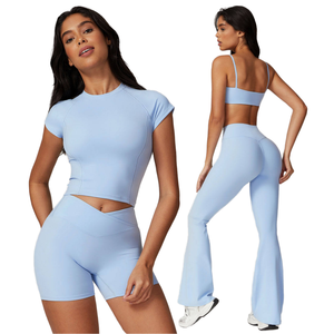 Conjunto <span class=keywords><strong>de</strong></span> Yoga para mujer, traje deportivo, <span class=keywords><strong>ropa</strong></span> <span class=keywords><strong>de</strong></span> entrenamiento, Sujetador deportivo, <span class=keywords><strong>ropa</strong></span> deportiva para correr, camiseta sin mangas <span class=keywords><strong>de</strong></span> manga corta para mujer - Product Image 1