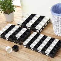 Pot de fleurs carré super épais en plastique blanc et noir pour plantes succulentes et bonsaïs, léger et tendance