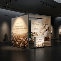 Kit Complet d'Affichage Lumineux SEG Prêt à l'Emploi, Cadre en PVC et Aluminium, Rétroéclairage LED, Résistant à l'Eau, Portable pour Stand Commercial 3x3m
