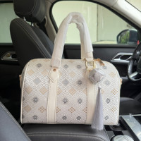 Sac à main en tissu brodé imprimé grande capacité style Boston, sac oreiller de luxe écologique avec pompon, motif bohème alligator fruit