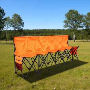 ม้านั่งพับได้ 6 ที่นั่งแบบพกพา สีส้ม พร้อมพนักพิงและช่องเก็บของด้านข้าง น้ำหนักเบา เหมาะสำหรับการตั้งแคมป์และกิจกรรมกลางแจ้ง - Product Image 2