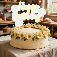 Hiasan Kue Ulang Tahun Bunga Daisy, Perlengkapan Pesta Ulang Tahun Krisan Musim Panas, Hiasan Kue Bunga Daisy Putih
