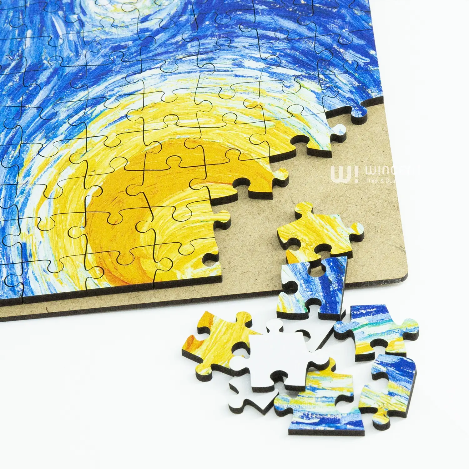1500pieces Custom Image Hanging Double Sides Jigsaw Wood Educational Puzzle Toy With Frame For Adult Gift