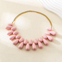 Collier statement punk exagéré CHINTEN pour femme, pendentif en résine, chaîne à maillons en acier inoxydable plaqué or 18 carats avec perles