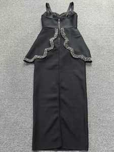 OEM fábrica personalizada vendaje moda señoras cumpleaños vestir tela premium vestidos elegantes casual mujeres <span class=keywords><strong>ropa</strong></span> negro - Product Image 5