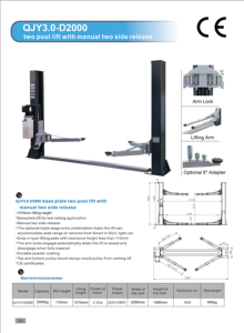 Elevador Hidráulico para Autos de 220V 380V 3T, Doble Liberación, Poste Corto, Elevador de Vehículos de 2 Columnas con Altura Reducida, 12 Meses de Garantía - Product Image 4