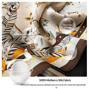 [Al por mayor] Pañuelo <span class=keywords><strong>de</strong></span> seda <span class=keywords><strong>de</strong></span> morera con estampado animal para mujer, <span class=keywords><strong>de</strong></span> Hangzhou, 70 cm cuadrado, estilo coreano, chal y bufanda <span class=keywords><strong>de</strong></span> plumas para otoño - Product Image 3