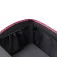 Sac de maquillage de voyage portable en cuir PU rose avec double fermeture éclair, poignée supérieure, grande capacité, organiseur de cosmétiques imperméable pour femmes